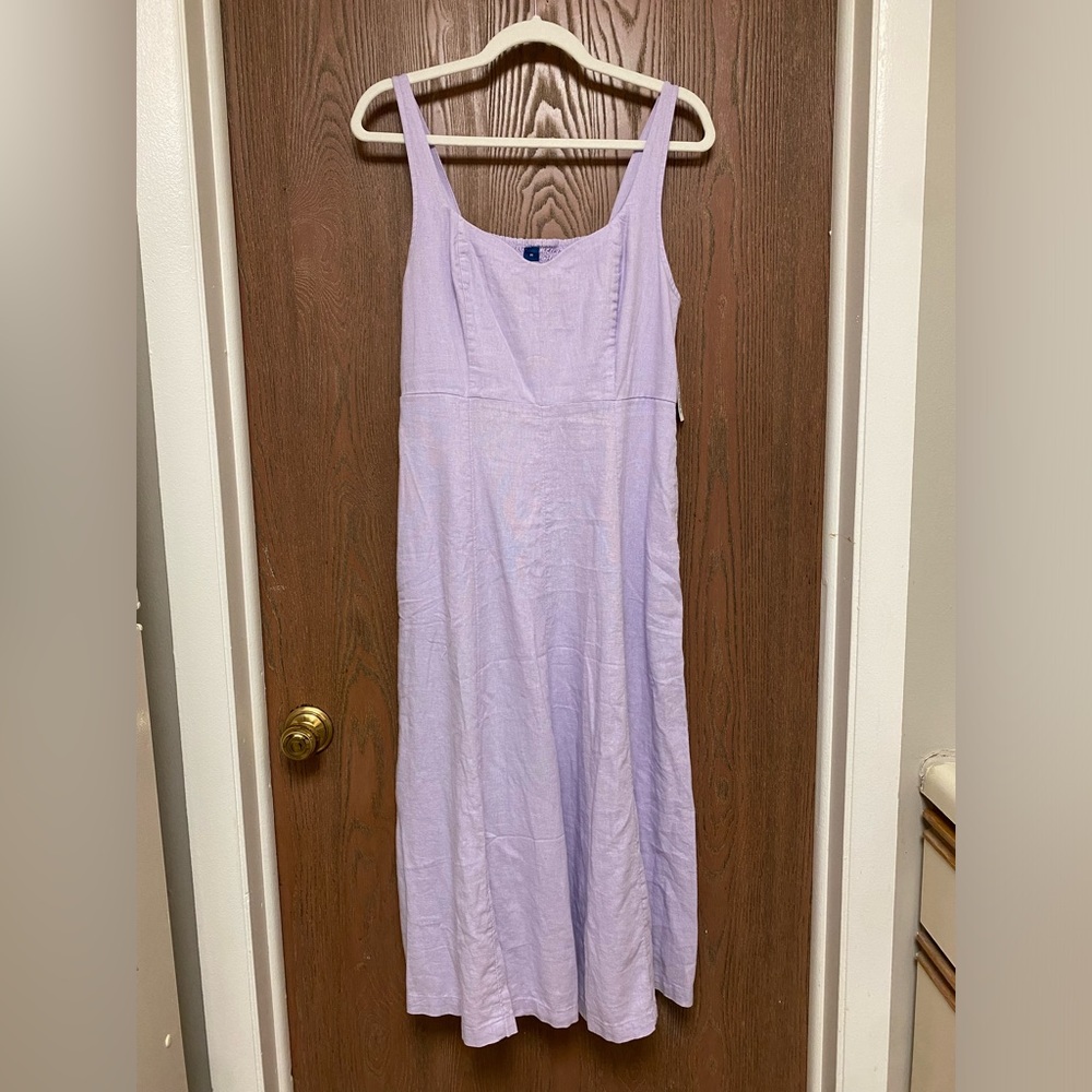 Fit & Flare Linen-Blend Midi Dress